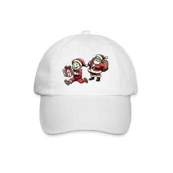 Naughty Kid with Santa Claus - Retro Style - Baseball Cap - white/white - Front