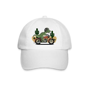 T-Rex on a Motorcycle - Baseball Cap - white/white - Front