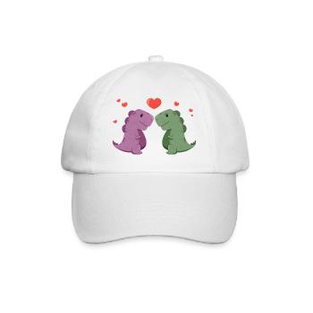 Dinosaures mignons avec un cœur - Casquette classique - blanc/blanc - Devant