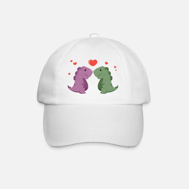 Süße Dinos mit Herz - Baseballkappe - Weiß/Weiß