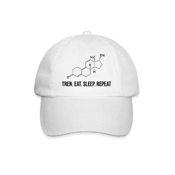 Tren. Eat. Sleep. Repeat - Baseballkappe - Weiß/Weiß - Vorne