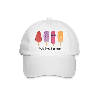 Lifes better with cream - Baseballkappe - Weiß/Weiß - Vorne