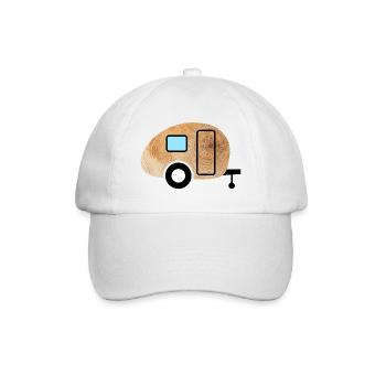 Caravan Holz Maserung Retro Natur Wohnwagen Fan - Baseballkappe - Weiß/Weiß - Vorne