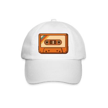 Retro Kassette  - Baseballkappe - Weiß/Weiß - Vorne