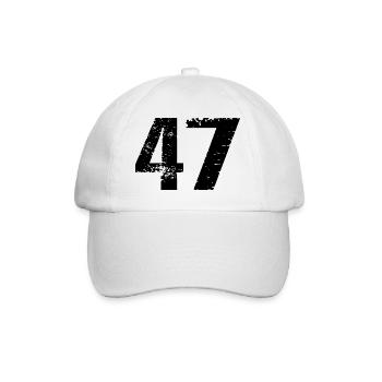 47 Zahl Trikot - Baseballkappe - Weiß/Weiß - Vorne
