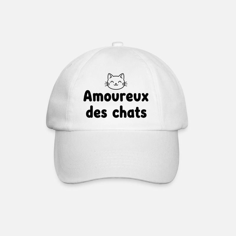 Cat Lover – Minimalistischer abgerundeter Text mit - Baseballkappe - Weiß/Weiß