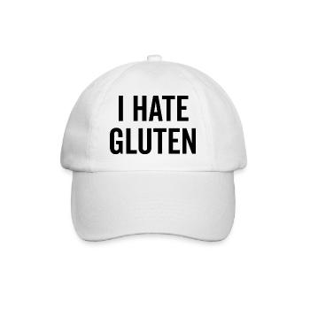Ich hasse Gluten - Baseballkappe - Weiß/Weiß - Vorne
