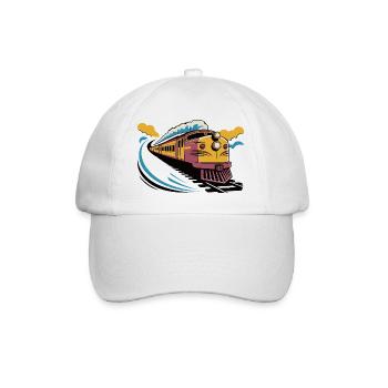 Retro Modern Locomotive Illustration - Baseball Cap - white/white - Front