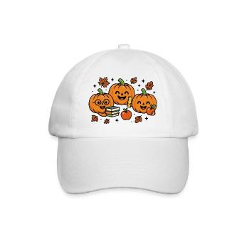 Funny pumpkins with books autumn Halloween - Baseball Cap - white/white - Front