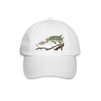 Ein Hecht jagt eine Rotfeder  - Baseballkappe - Weiß/Weiß - Vorne