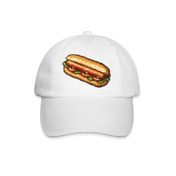 Retro Pixel Hotdog - Baseballkappe - Weiß/Weiß - Vorne