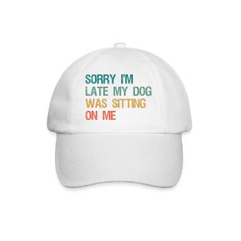 Sorry I'm Late My Dog Was Sitting On Me Retro - Baseballkappe - Weiß/Weiß - Vorne