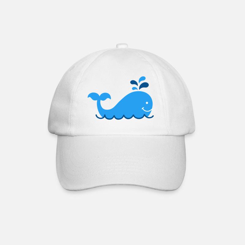 Nautic Design Blauwal Splash Karikatur - Baseballkappe - Weiß/Weiß