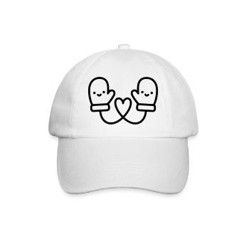 Cute Gloves with Heart | Winter Love - Baseball Cap - white/white - Front