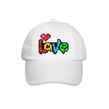 Pixel Art Heart - LIEBE in vier Farben - Baseballkappe - Weiß/Weiß - Vorne