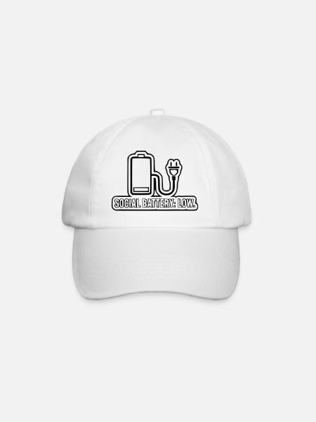 Social Battery: Low - Baseball Cap - white/white