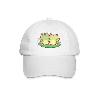 Cute Frogs On Lily Pad Besties - Baseball Cap - white/white - Front
