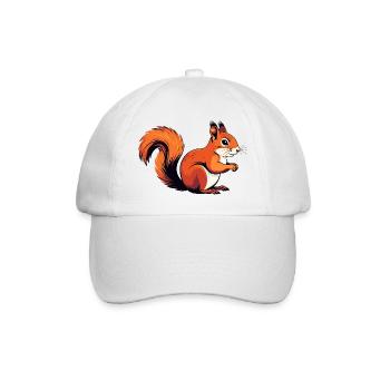 Lebhaftes kleines Eichhörnchen Waldbewohner Motiv - Baseballkappe - Weiß/Weiß - Vorne