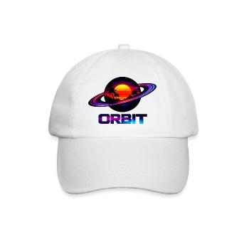 Geometrische Saturn-Umlaufbahn Retro Synthwave 80s - Baseballkappe - Weiß/Weiß - Vorne