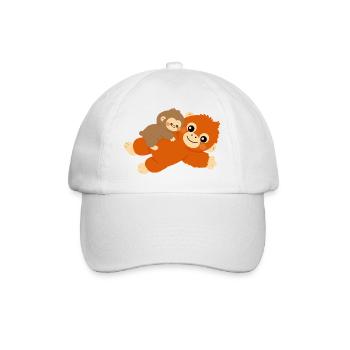 Baby Monkey and plushie - Baseball Cap - white/white - Front