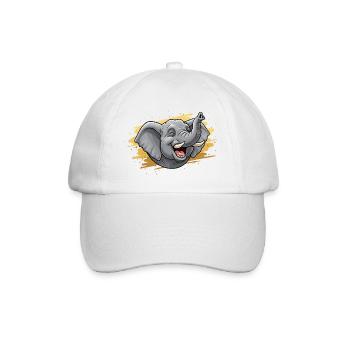 Laughing Elephant Head Comic - Baseball Cap - white/white - Front