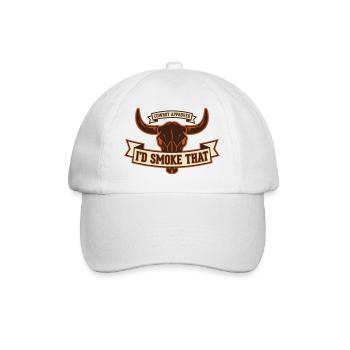 Bull Skull Cowboy Approved Smoker - Baseball Cap - white/white - Front