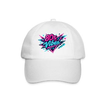 80s Vibes Neon Retro - Baseballkappe - Weiß/Weiß - Vorne