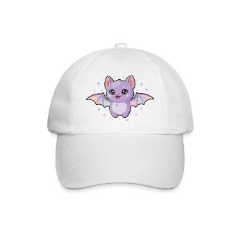 Lila Fledermaus mit Regenbogenflügeln - Baseballkappe - Weiß/Weiß - Vorne