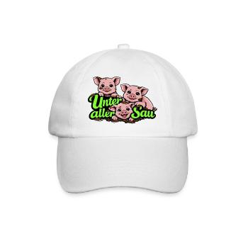 Unter aller Sau lustiges Schwein Motiv - Baseballkappe - Weiß/Weiß - Vorne
