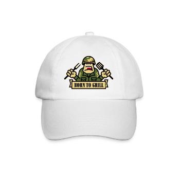 Born To Grill (Grillen BBQ Barbecue Army / Outl) - Baseballkappe - Weiß/Weiß - Vorne