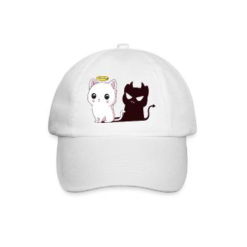 Kawaii-Engelkatze mit Teufelsschatten - Baseballkappe - Weiß/Weiß - Vorne