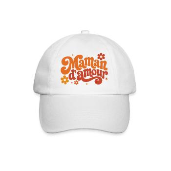 Maman d'amour groovy florale - Casquette classique - blanc/blanc - Devant