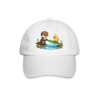 Flussfreund Otter und Ente - Baseballkappe - Weiß/Weiß - Vorne