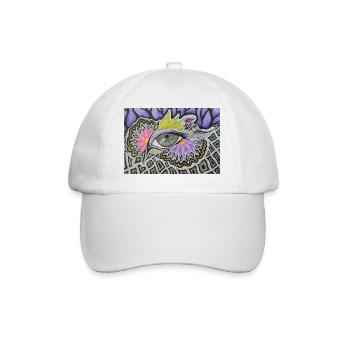 Psychedelisches Einzelauge Muster - Baseballkappe - Weiß/Weiß - Vorne