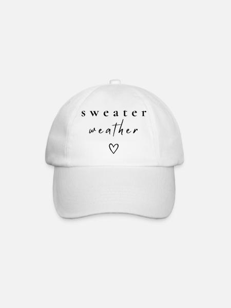 Sweater Weather | Cozy Herbst Shirt - Baseballkappe - Weiß/Weiß