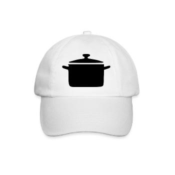 Kochtopf Topf kochen Symbol shwarz Geschenk Koch  - Baseballkappe - Weiß/Weiß - Vorne