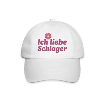 Schlager-Sticker: Musik & Blume Design - Baseballkappe - Weiß/Weiß - Vorne