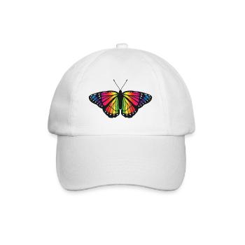Bunte Schmetterlingsillustration Naturkunst-Ikone - Baseballkappe - Weiß/Weiß - Vorne