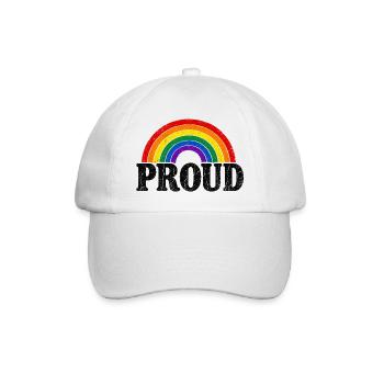 Proud Regenbogen Vintage Cap Shirt Sticker Kissen - Baseballkappe - Weiß/Weiß - Vorne