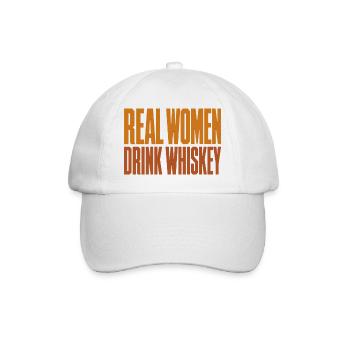Echte Frauen trinken Whiskey - Lustiges Shirt - Baseballkappe - Weiß/Weiß - Vorne
