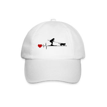 Cat Skijöring Skifahren Wintersport Herzschlag Puls - Baseballkappe - Weiß/Weiß - Vorne