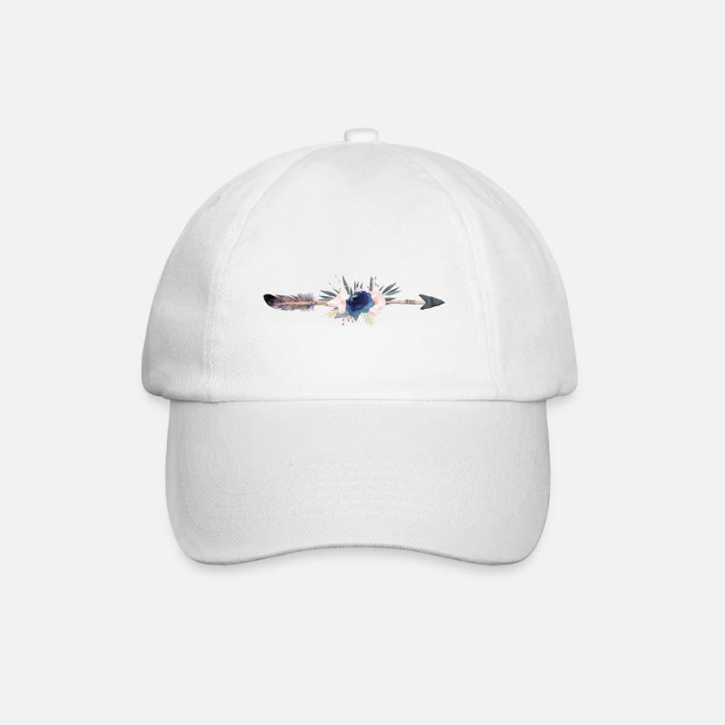 Pfeil Feder Blumen personalisierbar - Baseballkappe - Weiß/Weiß