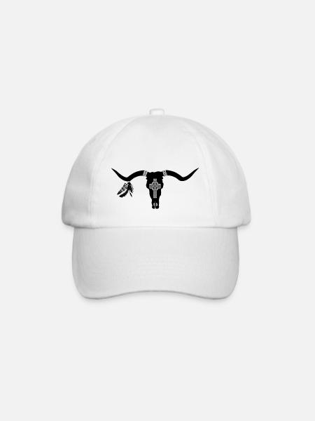 Crâne avec plumes - Casquette classique - blanc/blanc