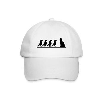 Desert Egyptian Hyroglyphs "Birds and Cat" - Baseball Cap - white/white - Front
