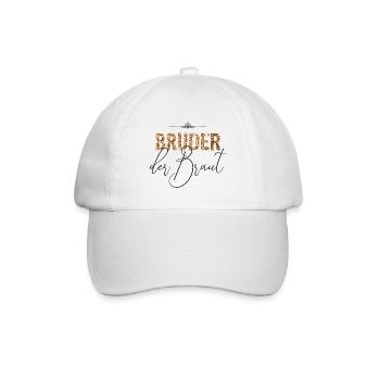 Bruder der Braut JGA Hochzeit Geschenk Glitzer - Baseballkappe - Weiß/Weiß - Vorne