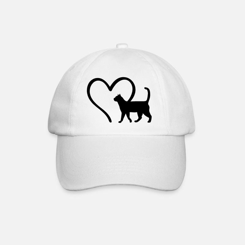 Katzen Herz Katzenliebhaber - Baseballkappe - Weiß/Weiß