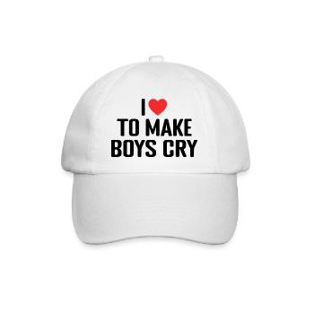I Love To Make Boys Cry - Baseballkappe - Weiß/Weiß - Vorne