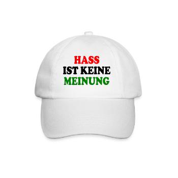 hass ist keine meinung - Baseballkappe - Weiß/Weiß - Vorne