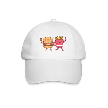 Cute Burger and Fries Linking Arms Friends - Baseball Cap - white/white - Front