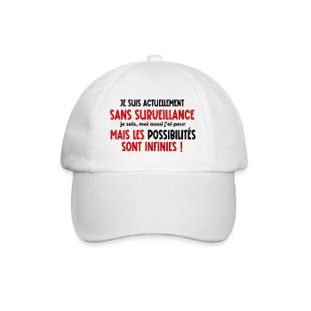 je suis actuellement sans surveillance - Casquette classique - blanc/blanc - Devant